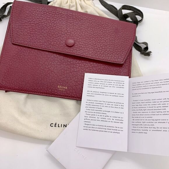 ❤️SOLD❤️ Orchid Color Leather Celine Button Pouch - Picture 1 of 10
